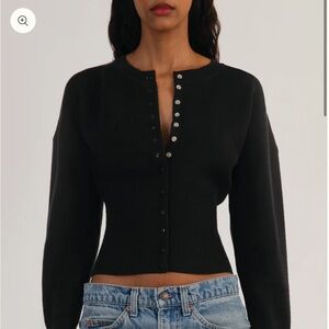 Orseund Iris The Weekend Knit cardigan in black.